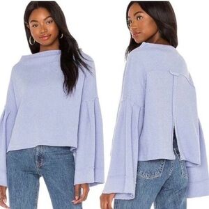 We The Free Blue Cowl Neck Sweater